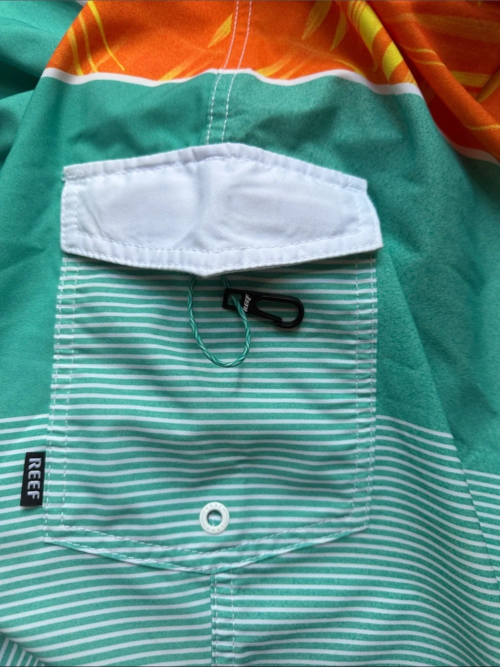 Reef Men’s Orange & Teal Palm-Accent Board Shorts Size 36